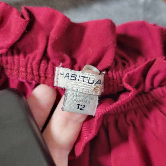 Habituate Womens 12 Red Layered Statement Sleeve Tie Hem Top Boho Romantic Vibes - Picture 2 of 9